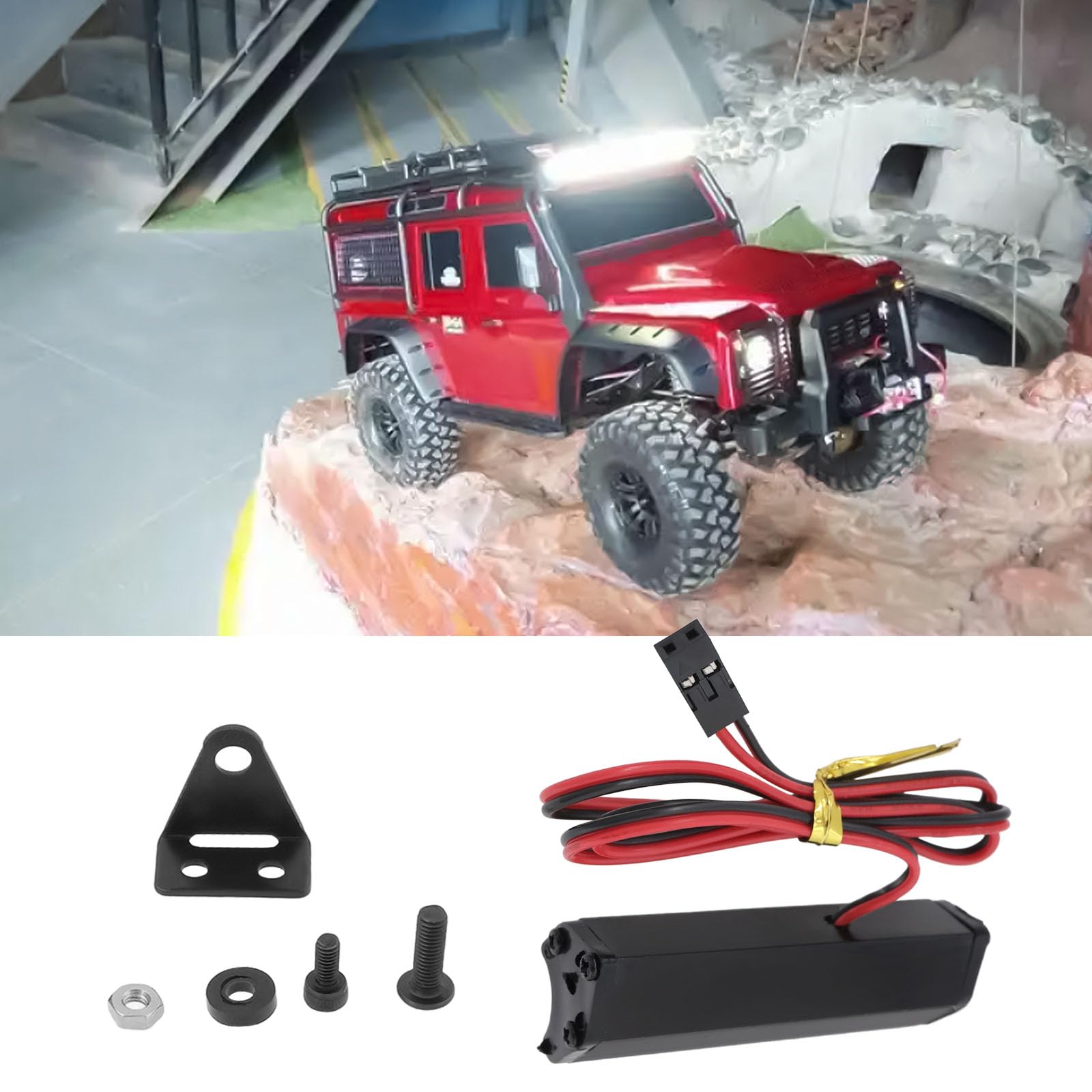 eMagTech 1PC RC LED Light Bar Roof Spotlight Lamp Compatible with TRX-4 SCX10 KM2 CC01 RC4WD D90 90046 90047 RC Crawlers 5V-7.4V - Image 2