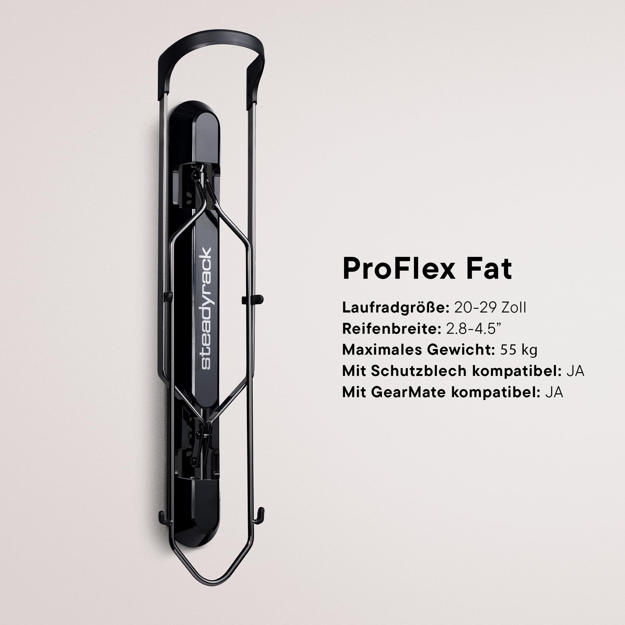 Steadyrack ProFlex Fat Fahrrad Wandhalterung - Vertikale Fahrradhalterung klappbar für Fatbikes, Plus Bikes, Cruiser & mehr - Platzsparende Aufbewahrung für Garage, Werkstatt & Zuhause