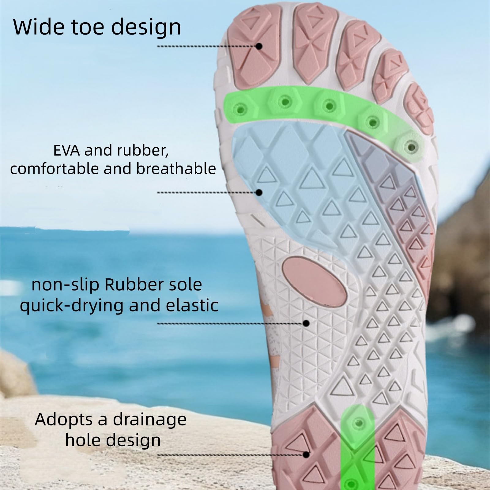 2026 Zapatos De Agua Mujer Hombre Secado Rápido Calzado, Cordones Descalzos Conexión A Tierra, Zapatillas Deporte Informales Ligeras Antideslizantes Playa Verano
