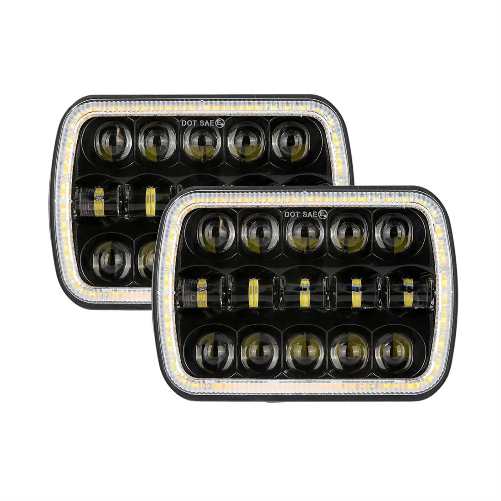 Luz Señal Giro Espejo Faros Delanteros LED Cuadrados 7 X 6 Pulgadas Luz Cruce Alta Y Luz Giro DRL Resistente Para Jeep Para Wrangler YJ Para Cherokee XJ Para Comanche MJ Luz de señal de giro(2 piezas)