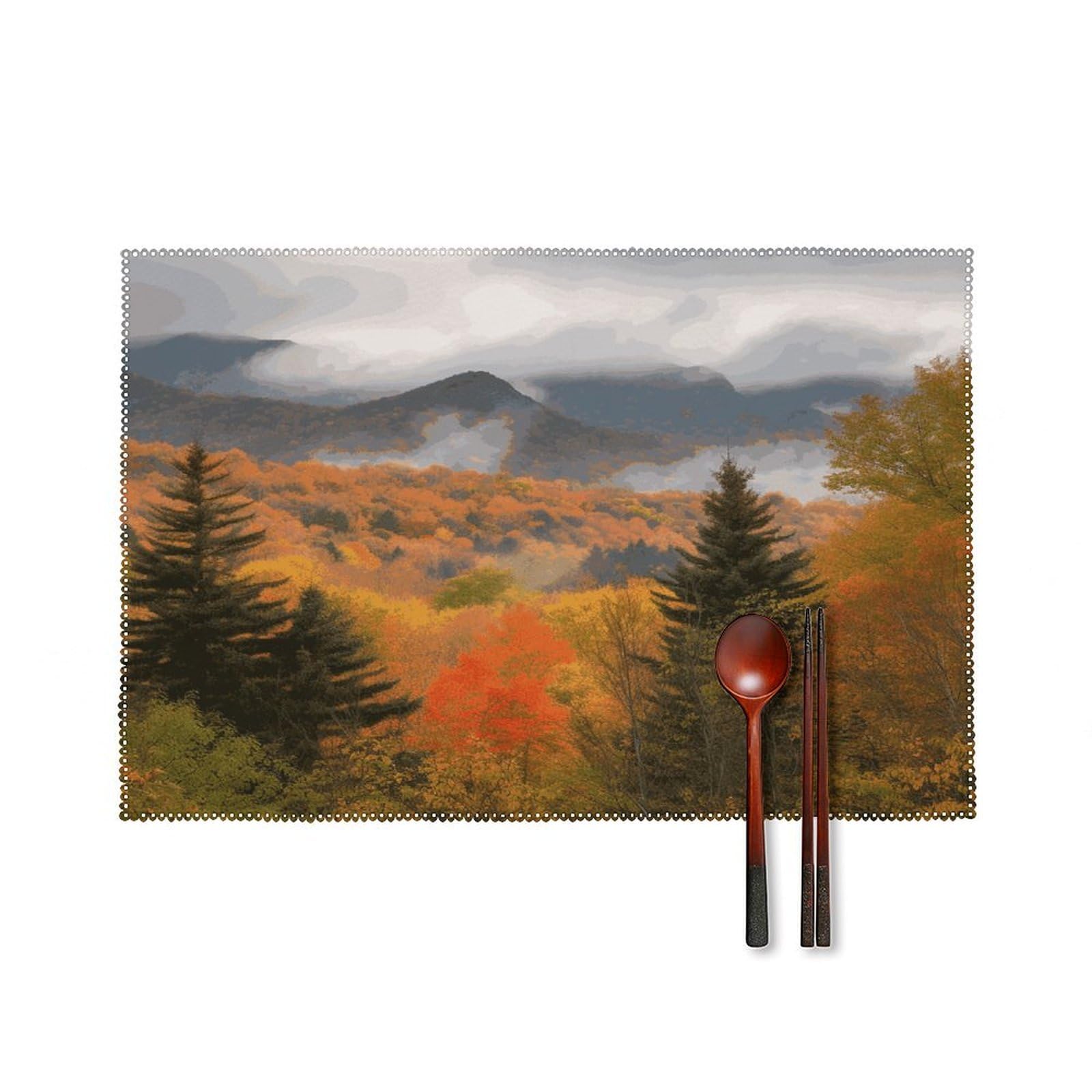 Fodpand Style Autumn Foliage Mountains Placemats Set Of 4 Place Mats Table Mats