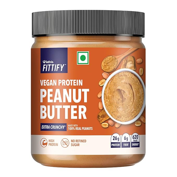 Saffola FITTIFY Vegan Protein Peanut Butter | Extra Crunchy | High protein | No Refined Sugar | Vegan | 200g at Rs. 70