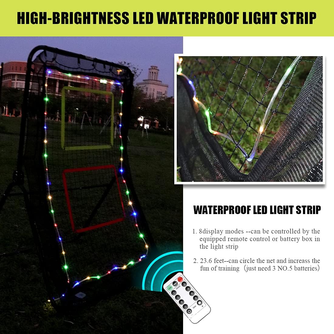 VANCL Lacrosse Rebounder Premium 6x4Ft Practice Net, Pitch Back Rebounder for Lacrosse, Baseball and Softball Training, with Free Extra Net, Straps, Colored Lamp String : Sports & Outdoors