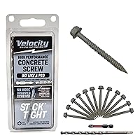 Vista 10 de Velocity Kit de tornillos para hormigón con barrera de humedad RedSeal, incluye 12 tornillos para hormigón de alto rendimiento, 1 broca y 1 broca