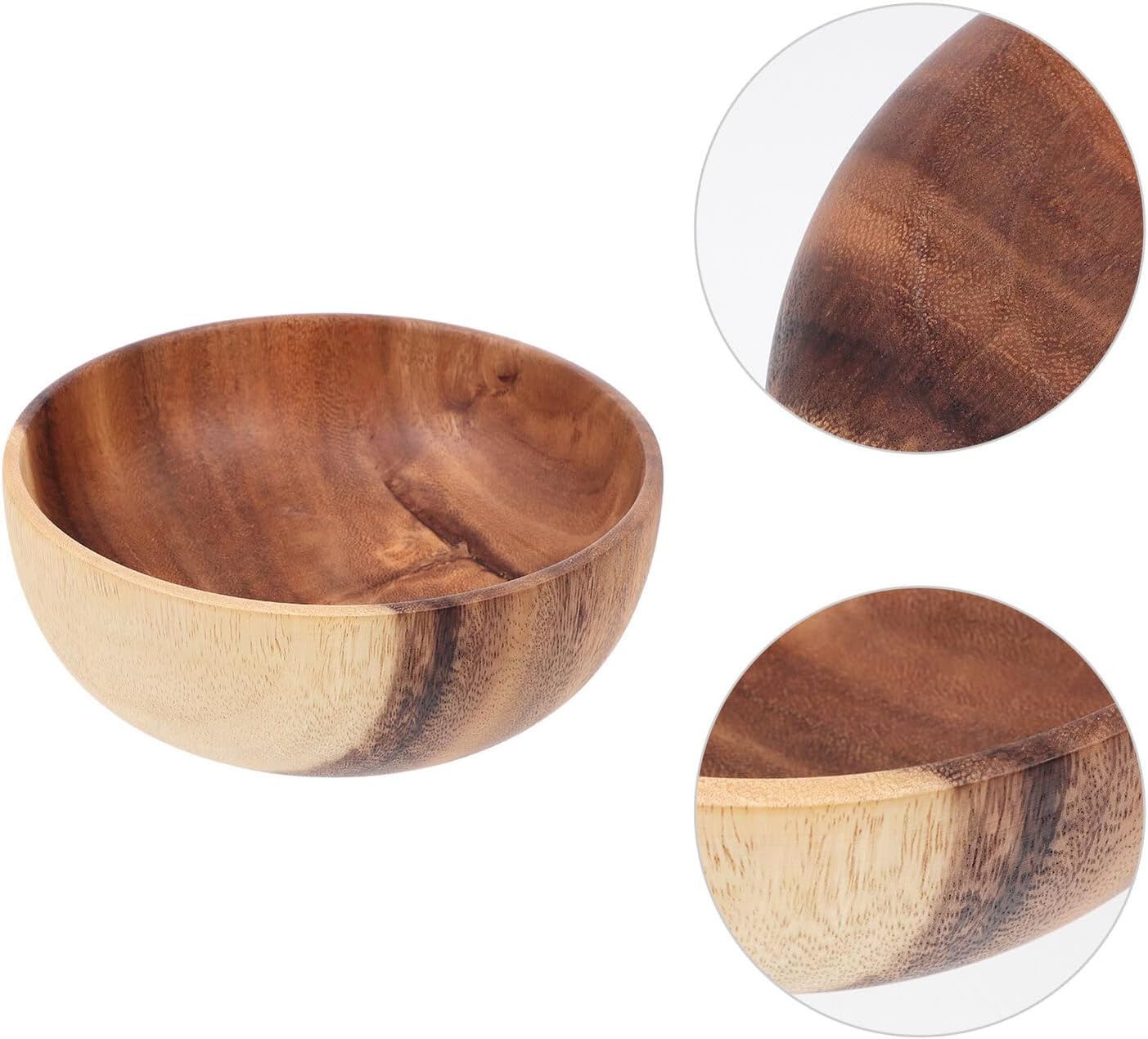 Wakauto Acacia Wood Salad Bowl and Fruit Bowl for Kitchen Accessories and Food Storage for Household Dining and Snack Use
