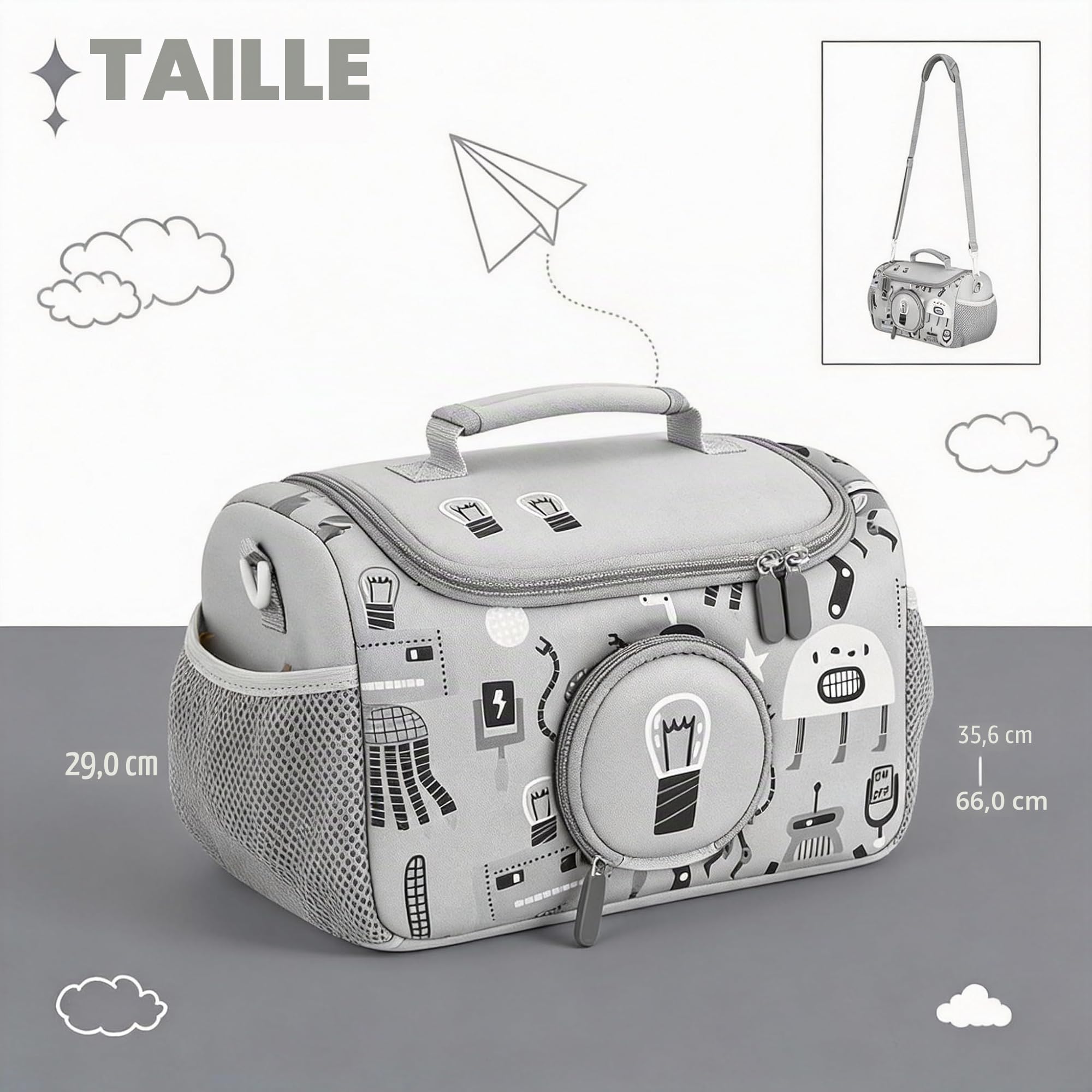 Étui de transport pratique pour lecteur audio Toniebox avec espace pour les figurines (gris)