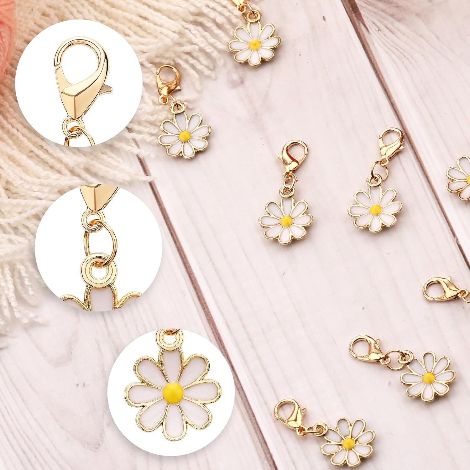 COMNICO 10 Pcs Stitch Markers for Knitting, Crochet-Daisy Flower Removable Stitch Markers Art Craft DIY Sewing Accessories for Knitting Weaving Sewing