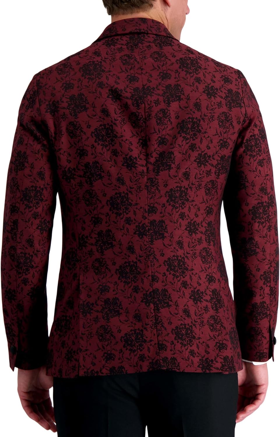 Haggar Men's Slim Fit Floral Pattern Peak Lapel Tuxedo Dinner Jacket