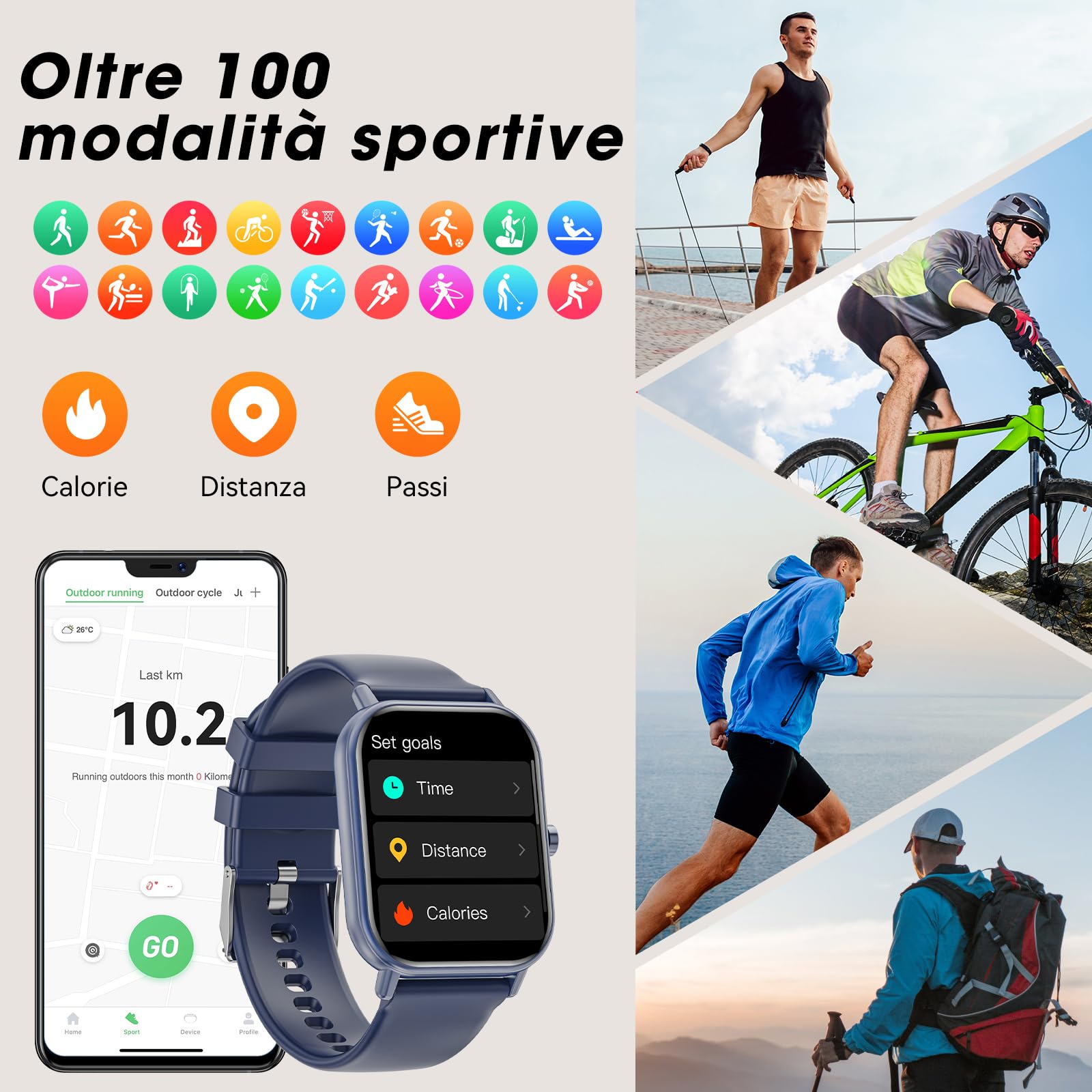 𝟐𝟎𝟐𝟓 Upgraded Smartwatch Uomo Donna,1.85''HD Smartwatch con Effettua/Risposta Chiamate,110+ Sportive,24/7 Frequenza Cardiaca Sonno SpO2 Monitor,Impermeabile IP68 Fitness Tracker per Android iOS