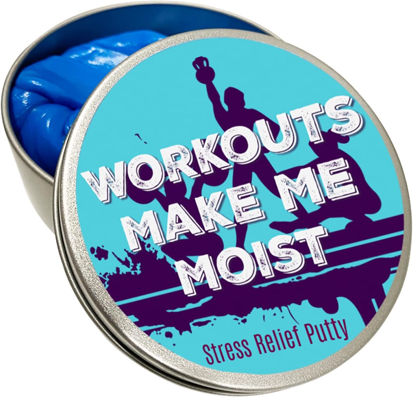 Gears Out Workouts Make Me Moist Stress Relief Putty - Pearl Blue Unscented Putty for Women - Adults - Fitness Enthusiasts, Gym-goers - Novelty Fitness Gift - Birthday Gift