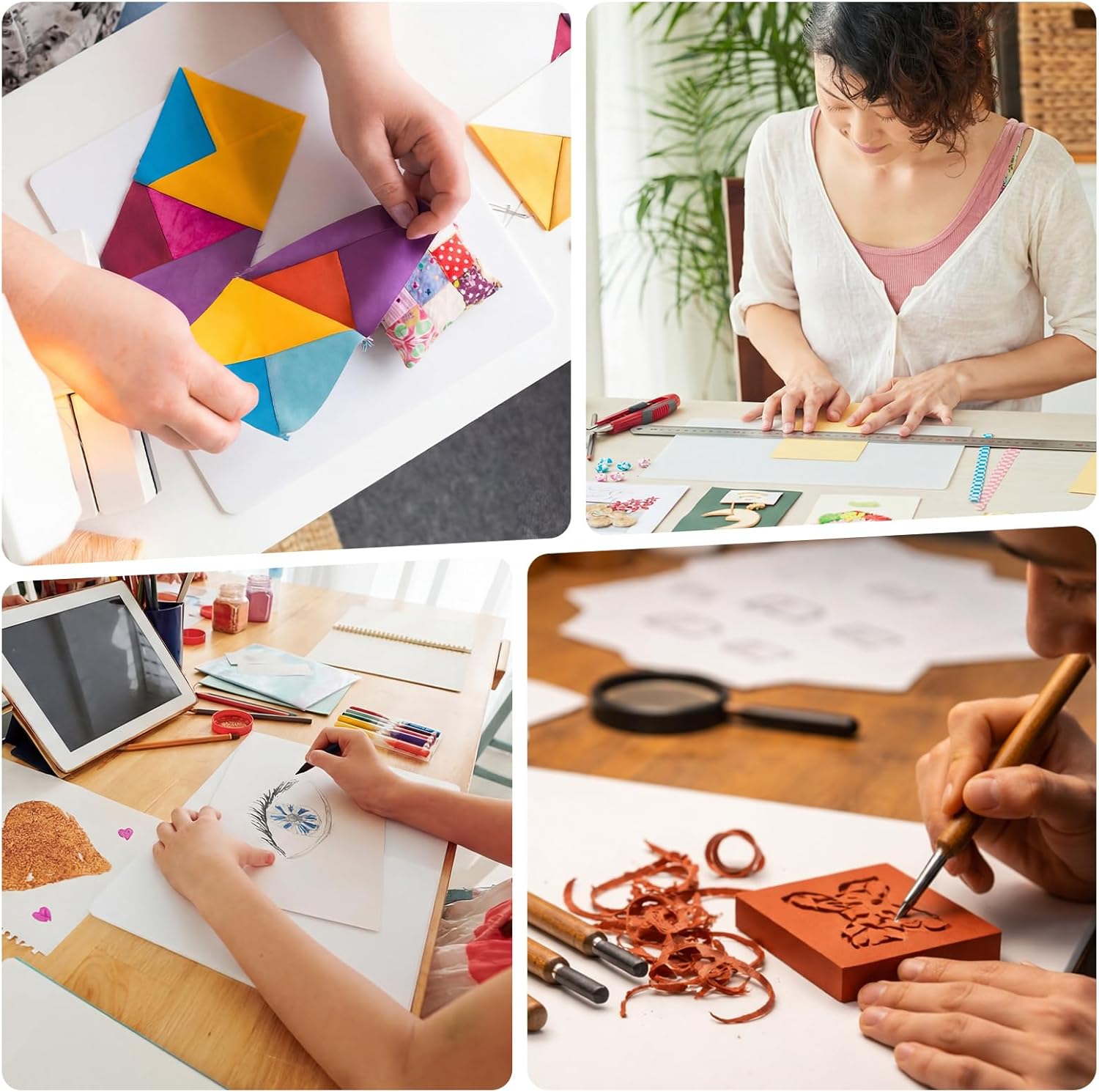 LemonRoad 4 Pack Plastic Cutting Mats 10" x 10" Translucent Cutting Board Sewing Mat Fabric Cutter Accessories for Sewing Supplies and Quilting Tools Fabric Quilting Crafts