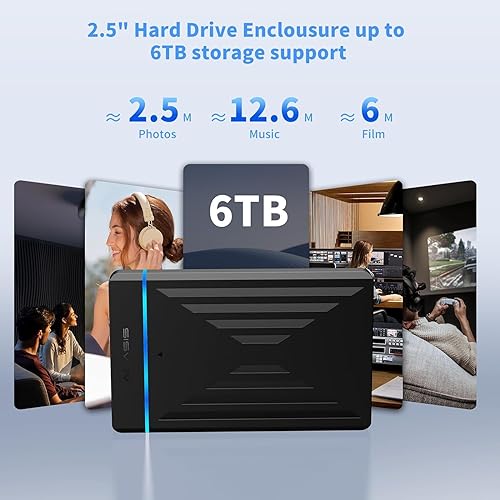 Miniatura 2 de ACASIS Caja de disco duro de 2.5", USB 3.0 a SATA 3.0 para SSD de 2.5 pulgadas y HDD Caja de disco duro externo compatible con máximo 6 TB, caja de