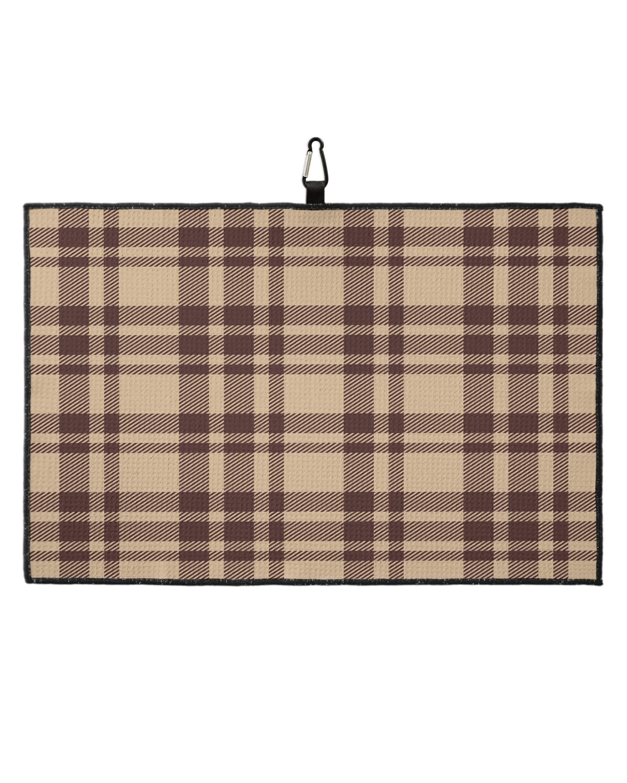 Savannan Golf Towels with Clip, Vintege Gingham Tartan Plaid Rustic Buffalo Check Brown Khaki Microfiber Waffle Pattern Absorbent Golf Accessories for Golf Bag, Women, Men, 24x16 Inch
