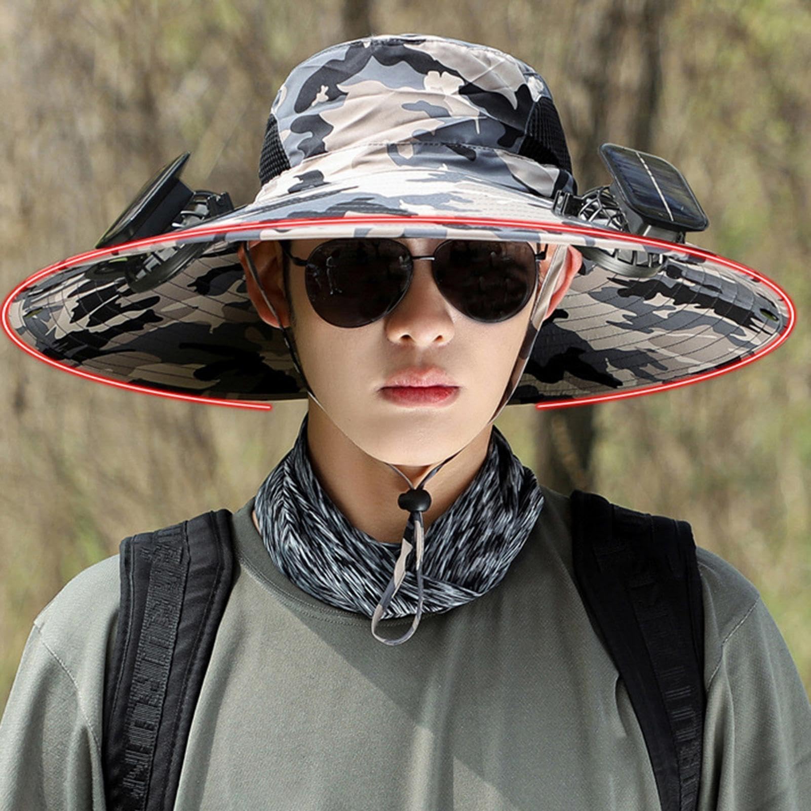 Sombrero de abanico solar de ala ancha, sombrero de protección solar UPF50+ para mujeres y hombres, verano al aire libre, pesca, senderismo, camping, playa, deportes, viajes, gorra de enfriamiento