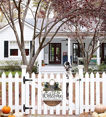 Miniatura 3 de Letrero de puerta delantera con texto en inglés "Welcome To Our Class" para puerta delantera, coronas divertidas, decoración de madera rústica,