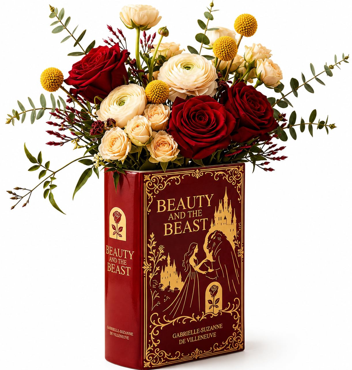 Vase en céramique inspiré de la Belle et la Bête en Forme de Livre – Vase Floral décoratif pour la Maison et la bibliothèque, Unique