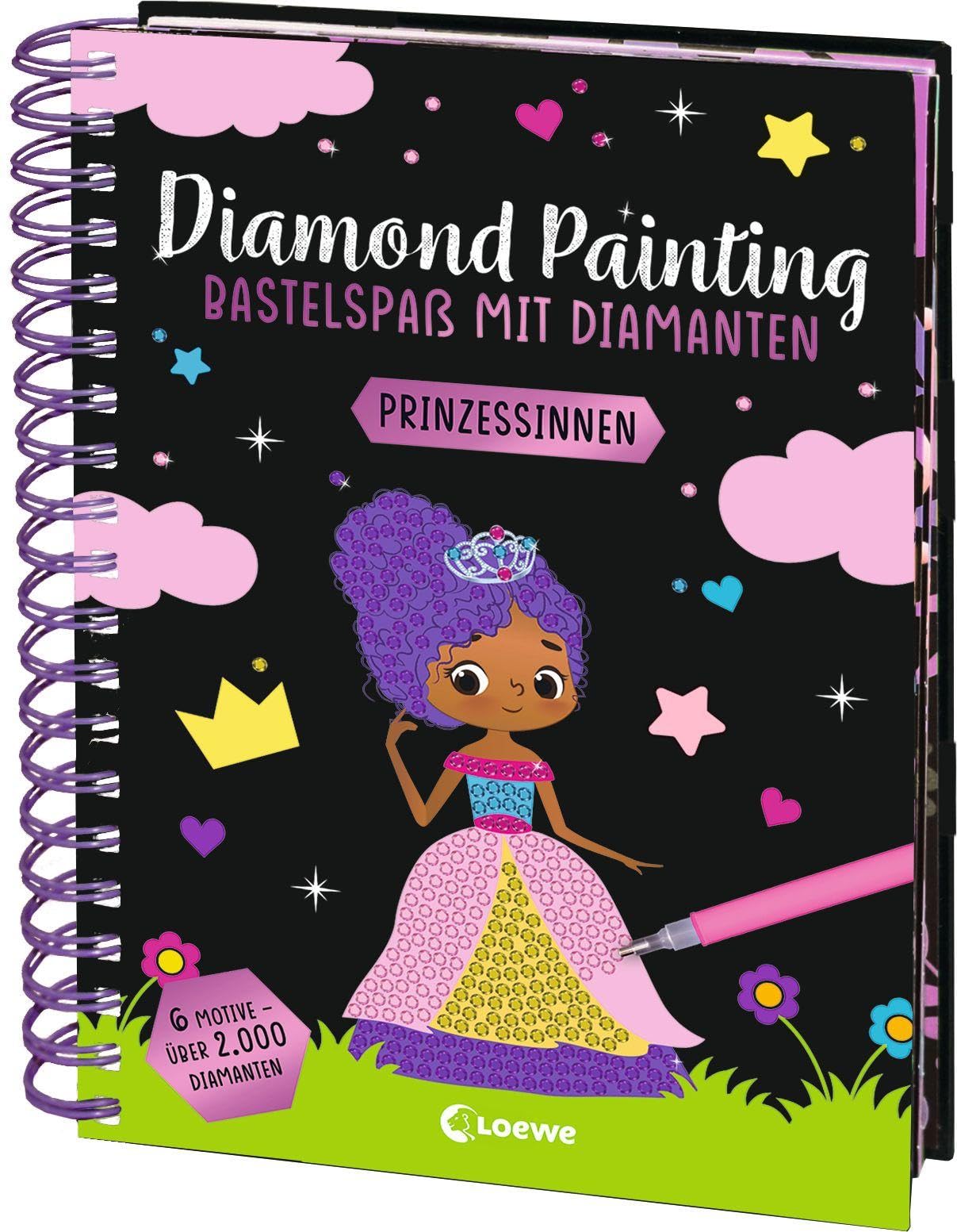 Diamond Painting - Bastelspaß mit Diamanten - Prinzessinnen: Crystal Art mit 6 Motiven und über 2.000 Diamanten - Nach dem Malen-Nach-Zahlen-Prinzip
