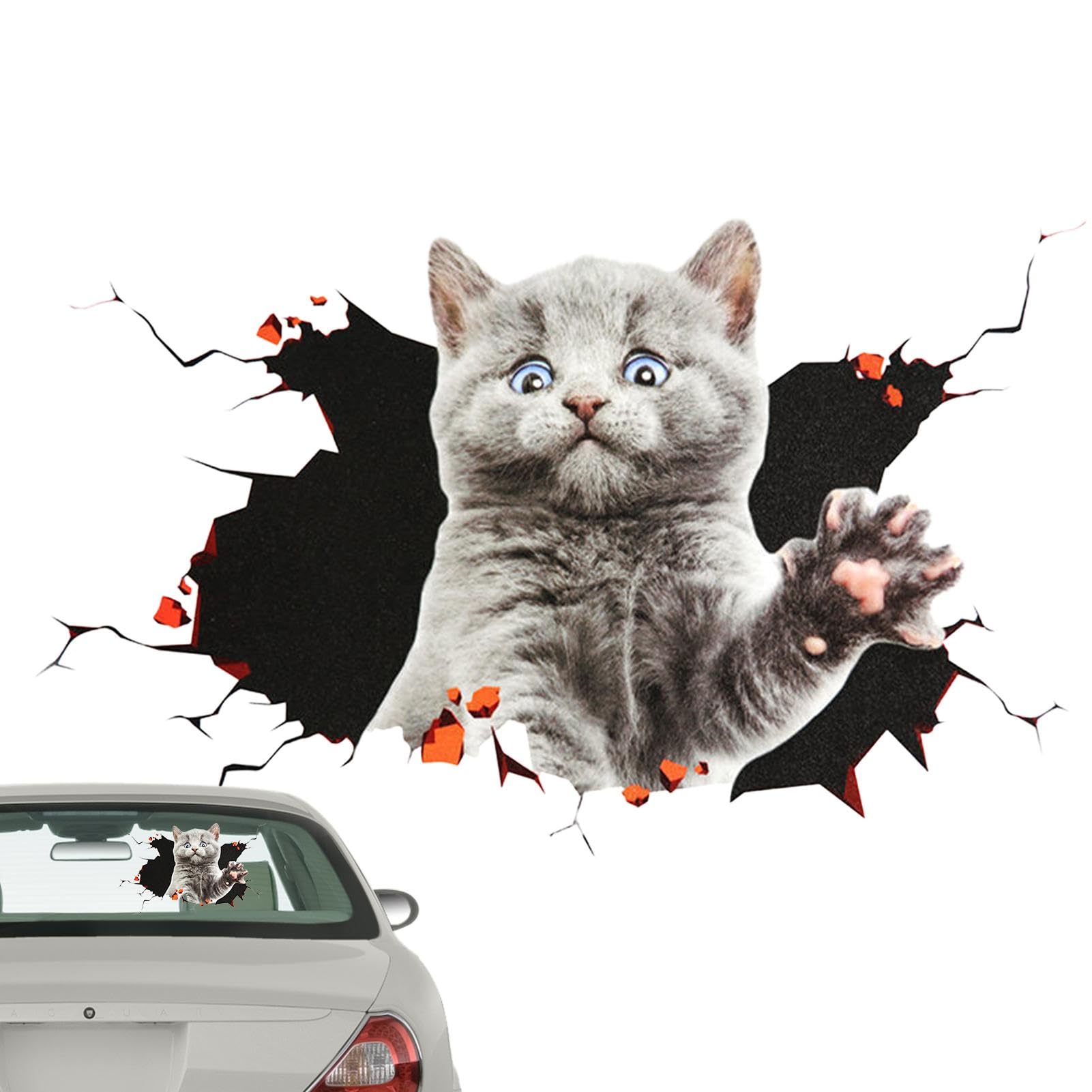 Adesivi Auto Gatti Riflettenti - Coppia, 18x11 Cm, Decorativi E Sicuri Per Notte - Foto 2