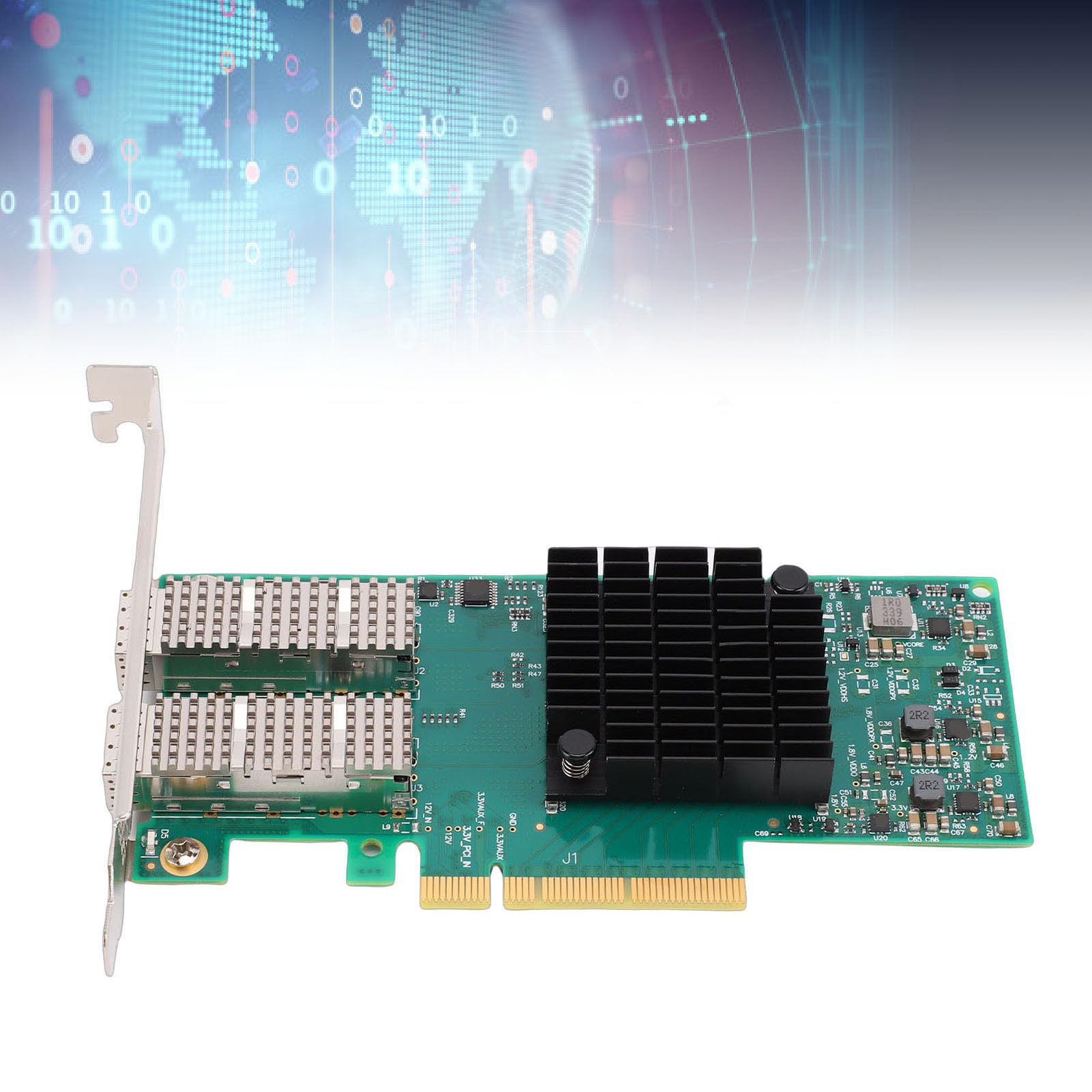 Vikye Scheda di Rete a Doppia Porta da 10 Gb, Adattatore Ethernet PCI Express, Adattatore di Rete per Server SFP28 con Piattaforma di Elaborazione GPU RDMA
