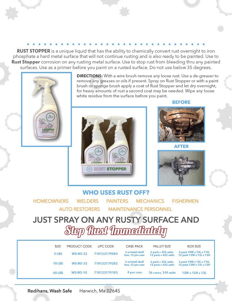 Wash Safe Industries WS-RS-32 Clear Rust Stopper Rust Primer and Converter, 32 oz. Spray Bottle