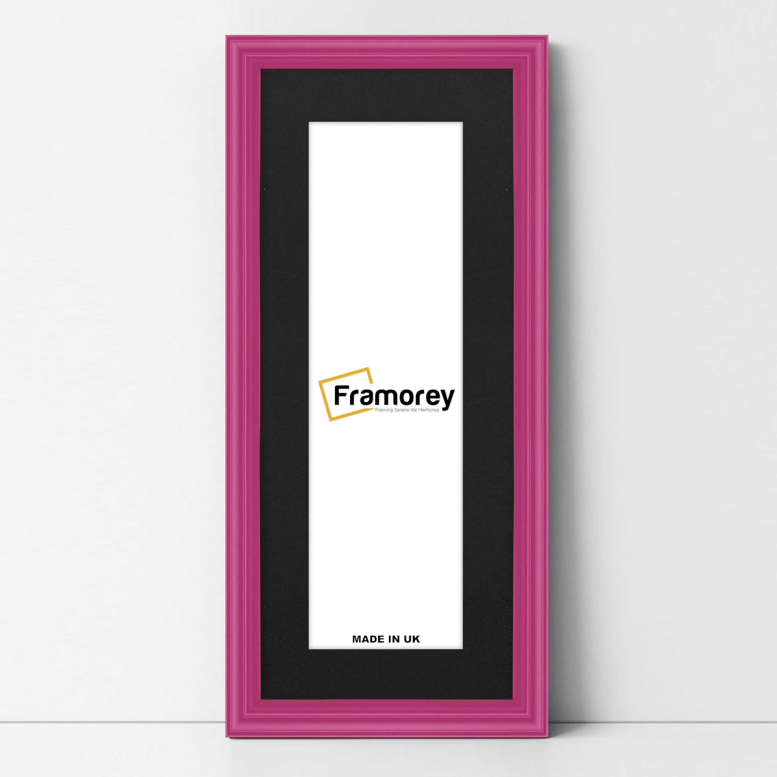 Framorey Framing Serene Life Memories Pink With Black Mount Framorey Panoramic Style Antique Lw Picture Frame, 14X8" Pink Photo Frame With 10X4" Black Mount Wall Art Poster Frame, Modern Photo Frames, Home Décor Frames