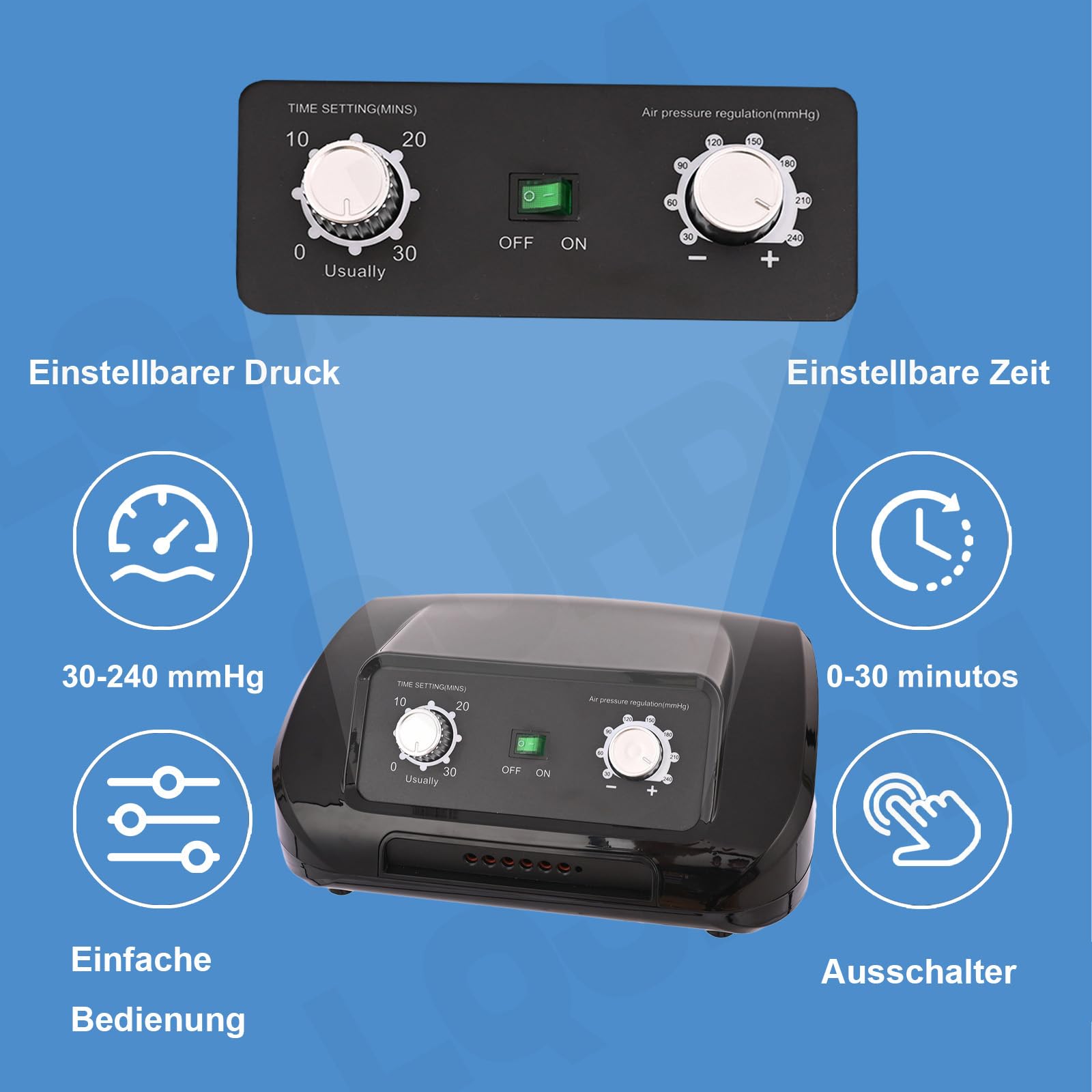 Lymphdrainage Gerät Beine | 6-chamber Presoterapia Recovery Boots zu Hause Beinmassagegerät | Professionelles Massagegerät Presotherapie (Schwarz 2 Beine + 2Arme + Bauch, M)