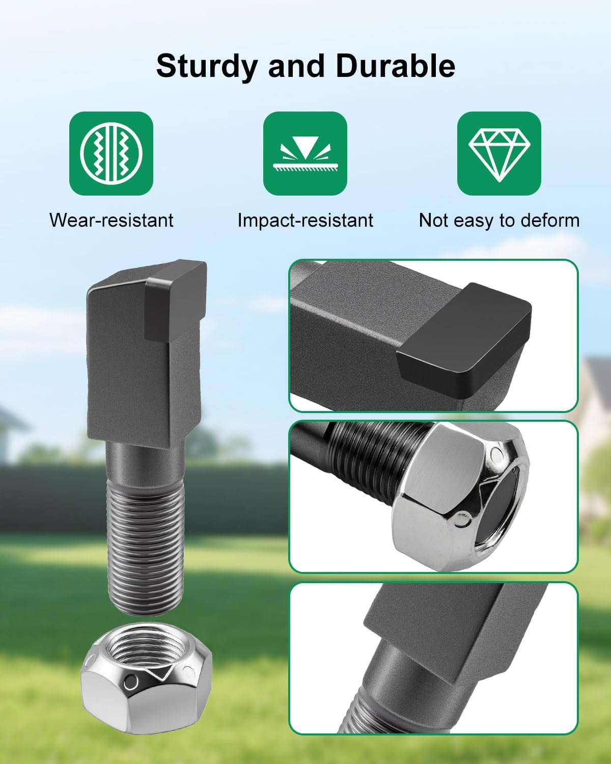 12 Pcs 2-7/8"L x 11/16"W Stump Grinder Teeth Fits for Woodland Mills WG24 WG28, with 5/8" Nuts