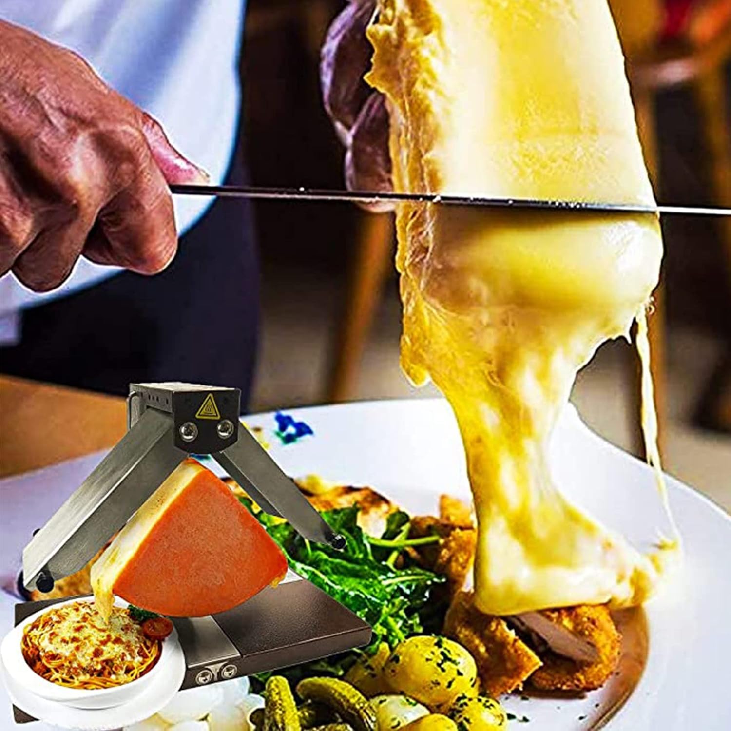 1000W Commercial Electric Cheese Melter Machine, Cheese Melting Machine with Double Heating Area, The 60S Melt Cheese Melter Commercial Home,220V