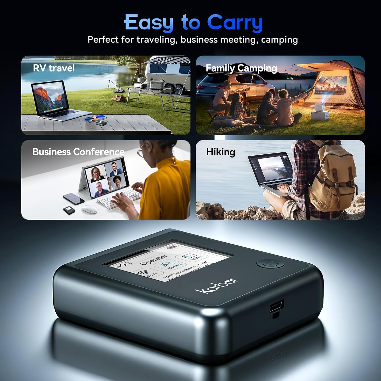 Mobile 4G LTE Hotspot, Included 1GB Global Data, Portable WiFi Hotspot for Travel in 80+ Countries, Access Multiple Carriers, No Contract, No SIM Card Needed, Portable Internet for Traveler