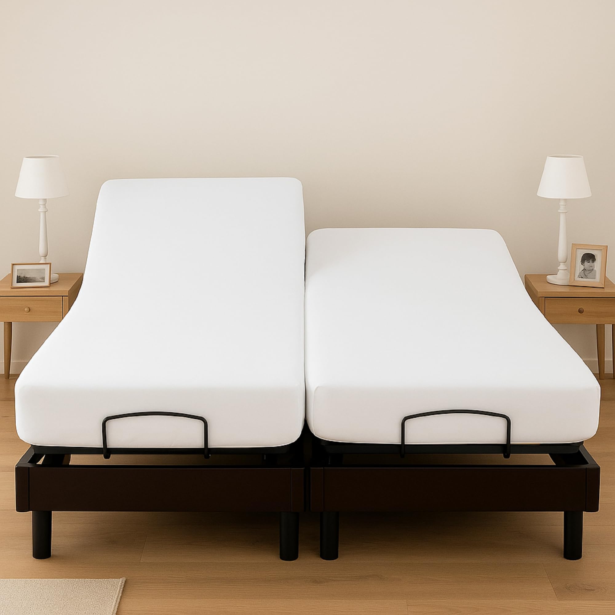 Alpes Blanc - Protège Matelas Imperméable - Spécial Lit électrique articulé Tête & Pieds Relevables – Protection Forme Drap Housse – Respirant et Silencieux - Blanc - 2 x 80 x 200 cm