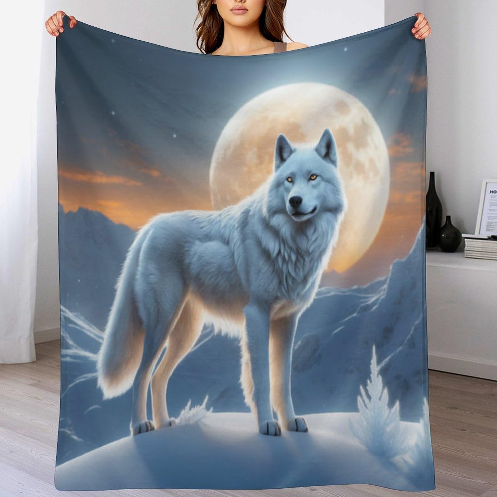 Couverture de salon loup jeté de lit flanelle plaid canapé
