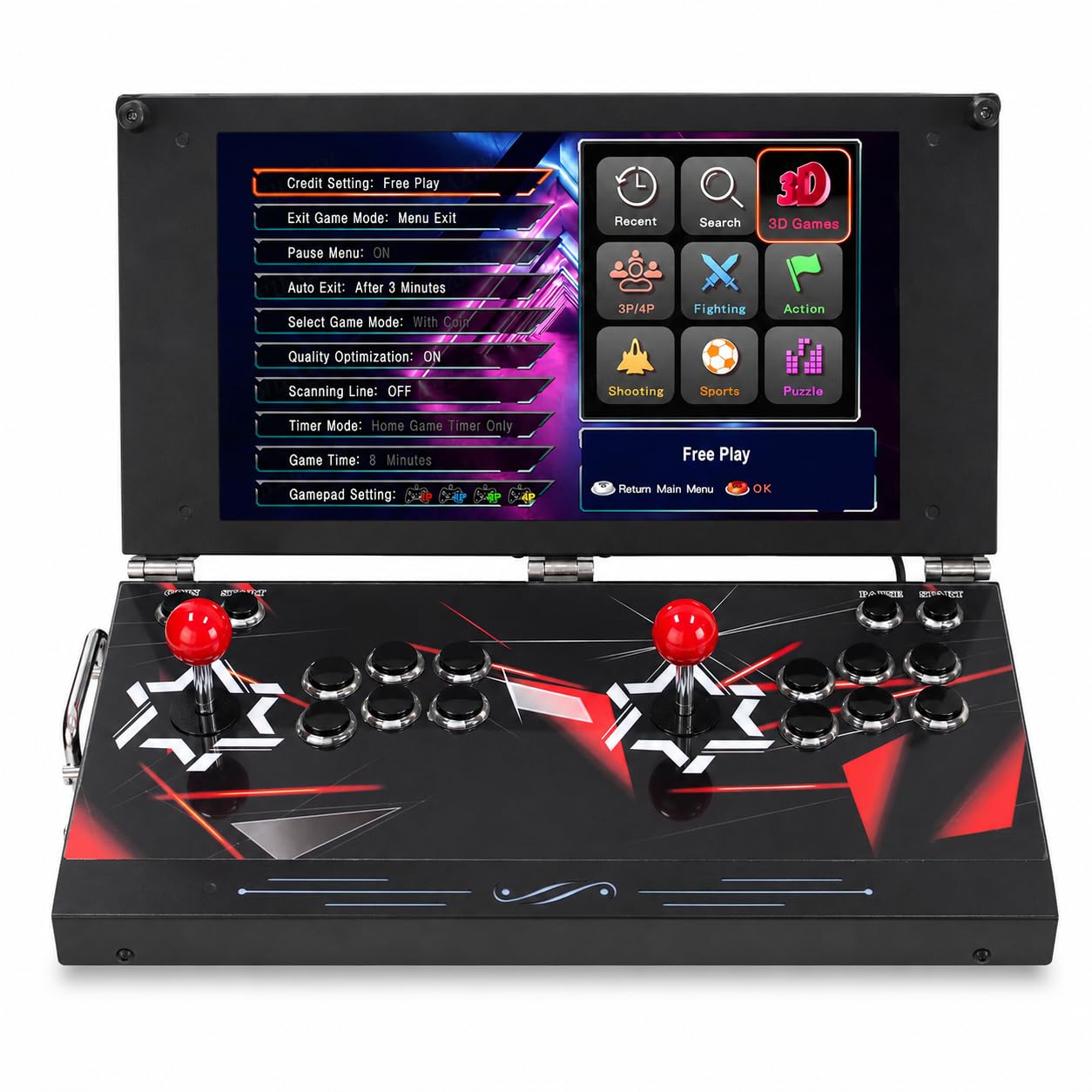 Tragbare Arcade-Spielekonsole, 44,9 cm (17,5 Zoll) HD Retro Gaming Maschine | Enthält 26800 Spiele, Dual-Joysticks und Suchfilter für Heim-Multiplayer-Spiele
