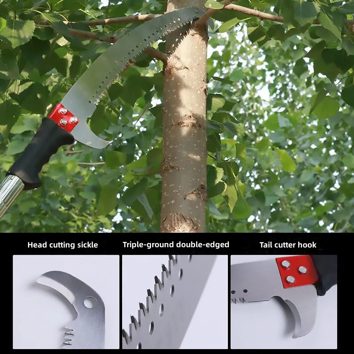 Scie d'élagage sur perche manche de 17 pieds Scie d'élagage sur perche télescopique avec sac de transport et perche robuste Scie à haute branche isolée électriquement pour l'élagage des branches.