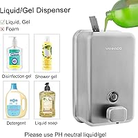 Vista 6 de Dispensador de Jabón de Pared para Baño, 1100ml 37oz Dispensador de Jabón Líquido Comercial de Acero Inoxidable para Montaje en Pared