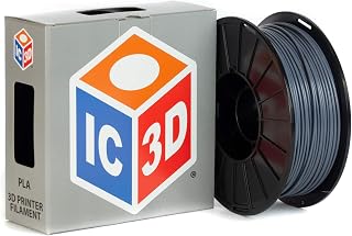 IC3D Grey 2.85mm PLA 3D Printer Filament - 1kg Spool - Dimensional Accuracy +/- 0.05mm - Professional Grade 3D Printing Filament - Made in USA