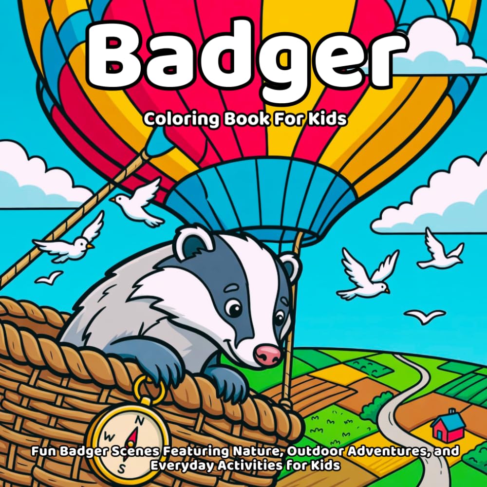 Badger Coloring Book: Fun Badger Scenes Featuring Nature, Outdoor Adventures, and Everyday Activities for Kids