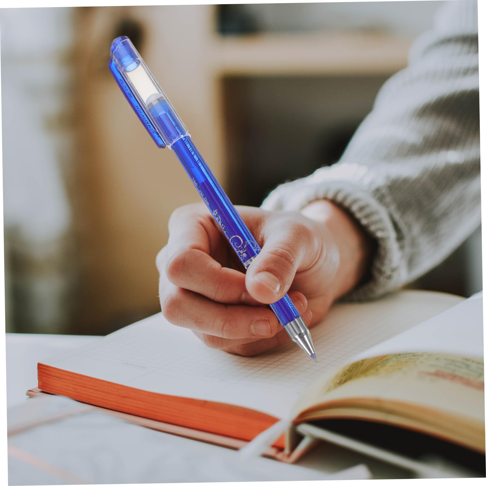 Uonlytech 12pezzi Penne Blu Cancellabili Set per Ufficio Scuola Articoli per Scrittura Inchiostro Blu Fluido e Punta Fine per Prendere Appunti e Scrivere Carta