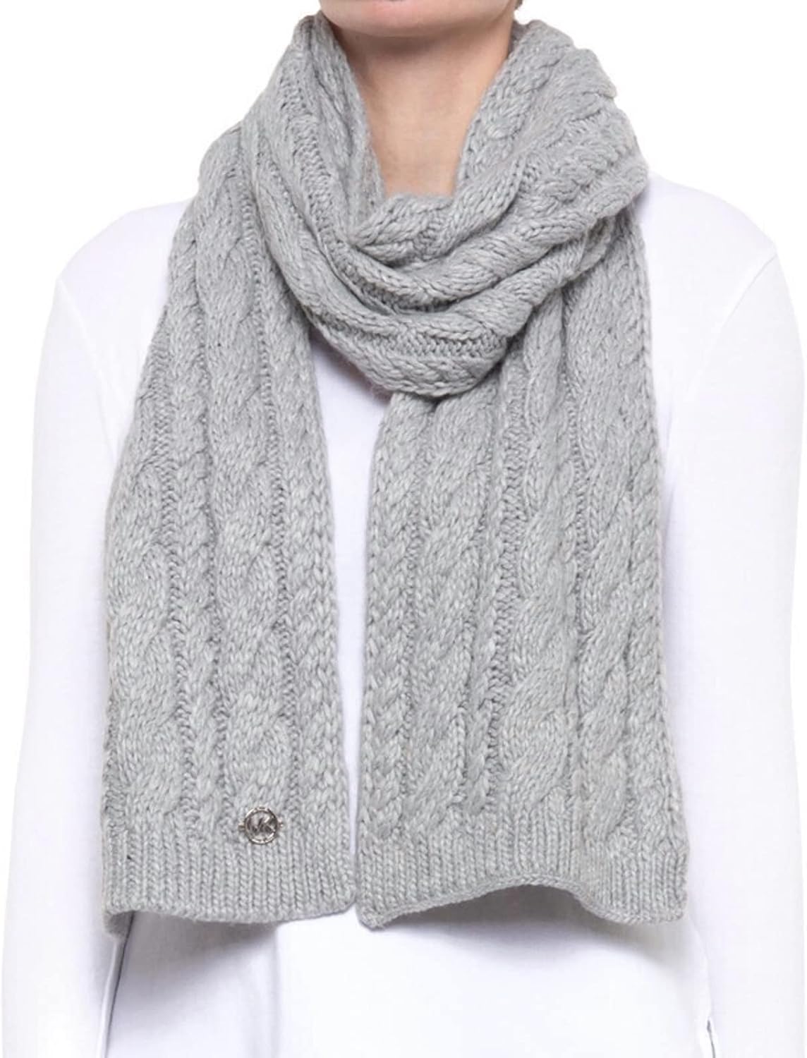 MICHAEL KORS French Cable Muffler Scarf Grey at  Women’s Clothing store