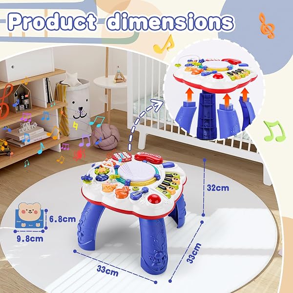 JOTOL Giochi Bambini 1 Anno,Tavolo Multiattivita Bambini,Little Tavolo attività con Suoni e Luci Giochi Montessori Tavolo Interattivo Bambino 1 Anno Gioco Educativo,Centro attività Neonato - 2