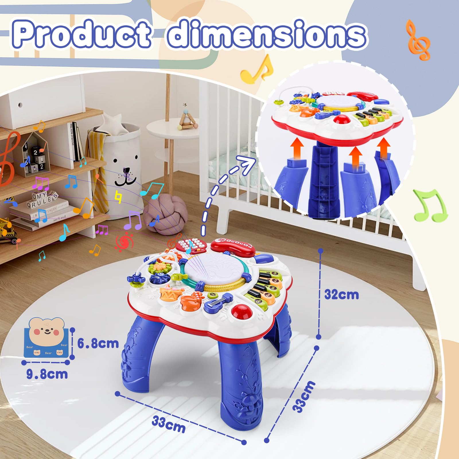 Little Tavolo Attività con Suoni e Luci Giochi Montessori Bambini 1 Anno