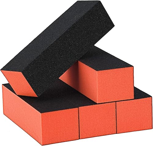 Maryton Bloque de pulidor de uñas, grano mediofino 100180 pulidores de acabado para uñas acrílicas, uñas de gel, kit profesional de 3 vías para