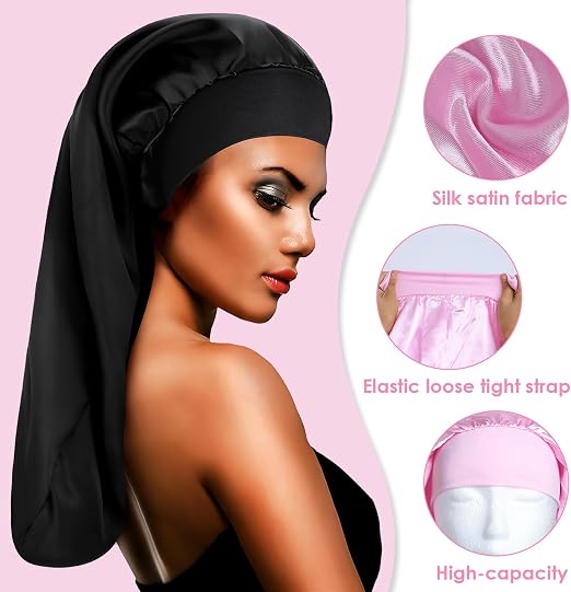 Nodcows Lange Satin Schlafmütze – Seidenhaube Zum Schlafen, Haarschutz Für Lange Haare