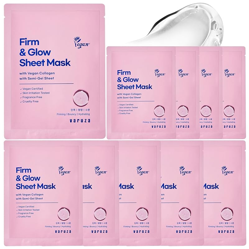 Máscara facial em folha semigel de celulose biodegradável varuza com complexo de peptídeos e niacinamida, pacote com 10