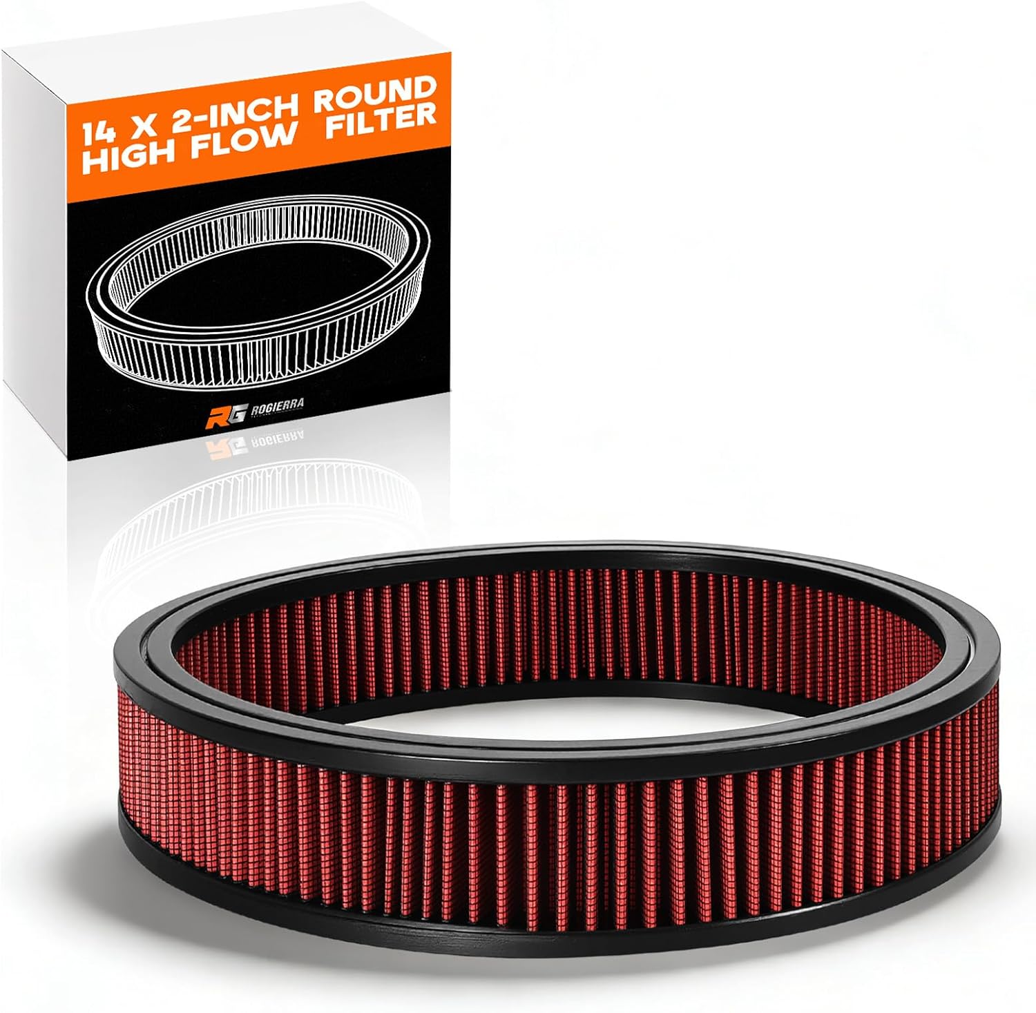 14"x2" Round Air Cleaner Air Filter Element,Washable & Reusable High Flow Filter Compatible with Chevrolet Buick Ford GMC Oldsmobile Pontiac