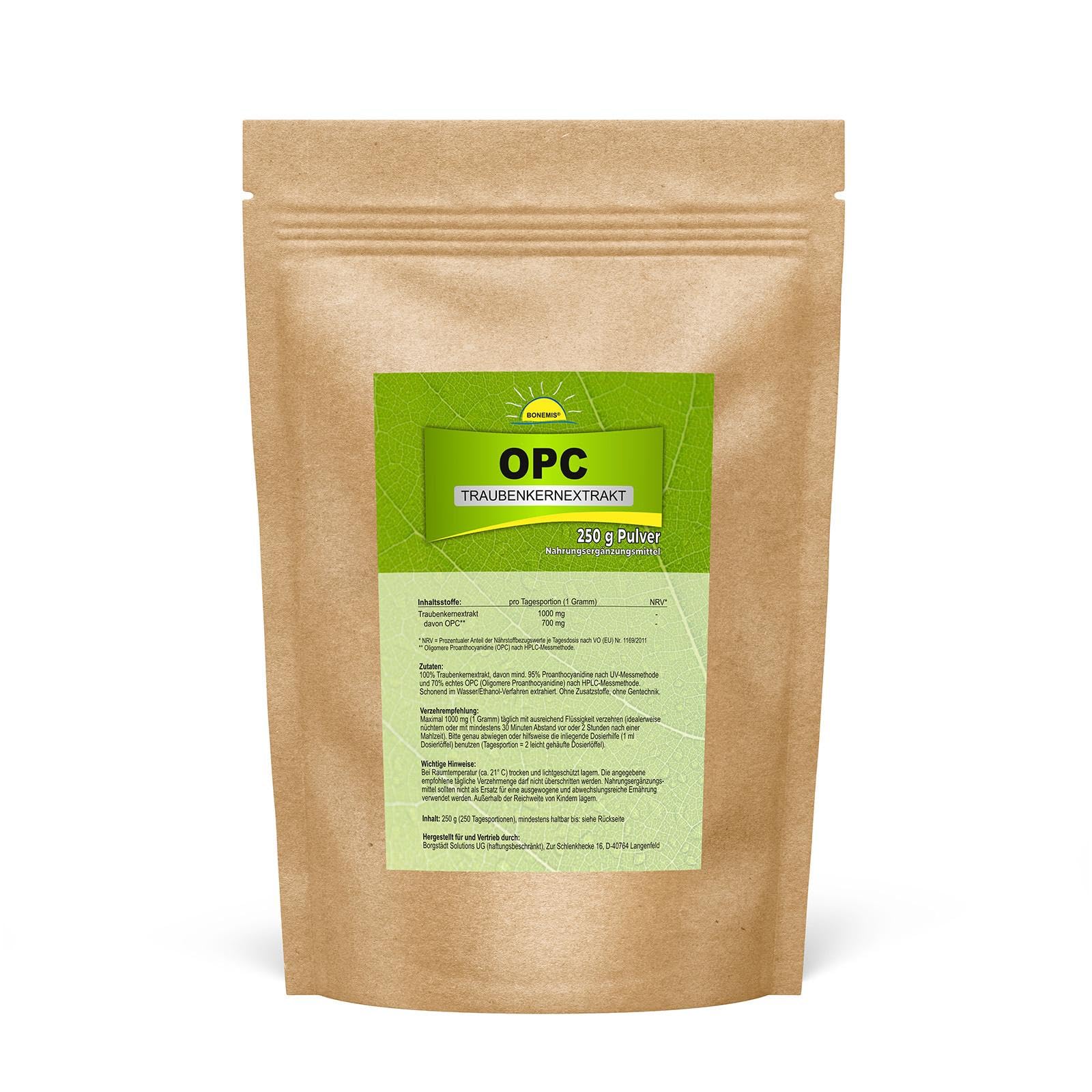 OPC Traubenkernextrakt 95% (70% nach HPLC), Pulver, 4x 250g Beutel