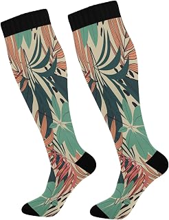 501 Compression Socks Vintage Flower Leaves Crew Socks Comfortable Athletic Socks Soft Sports Socks For Walking Outdoor Women 40cm