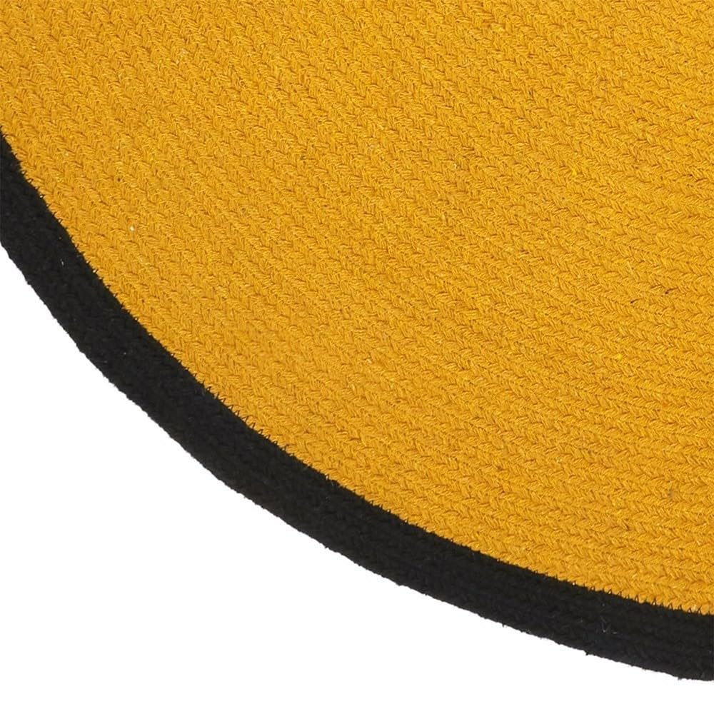 Tapis Rond Moutarde Bord Noir D120 Coton