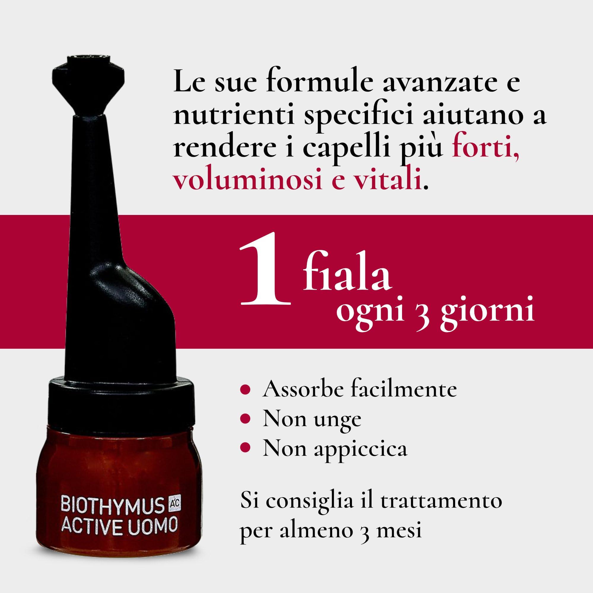 Biothymus Active Uomo, 20 Fiale Anticaduta Capelli Uomo, Trattamento Attivo con Formula Intensiva ad Azione Prolungata, 2 Mesi di Trattamento