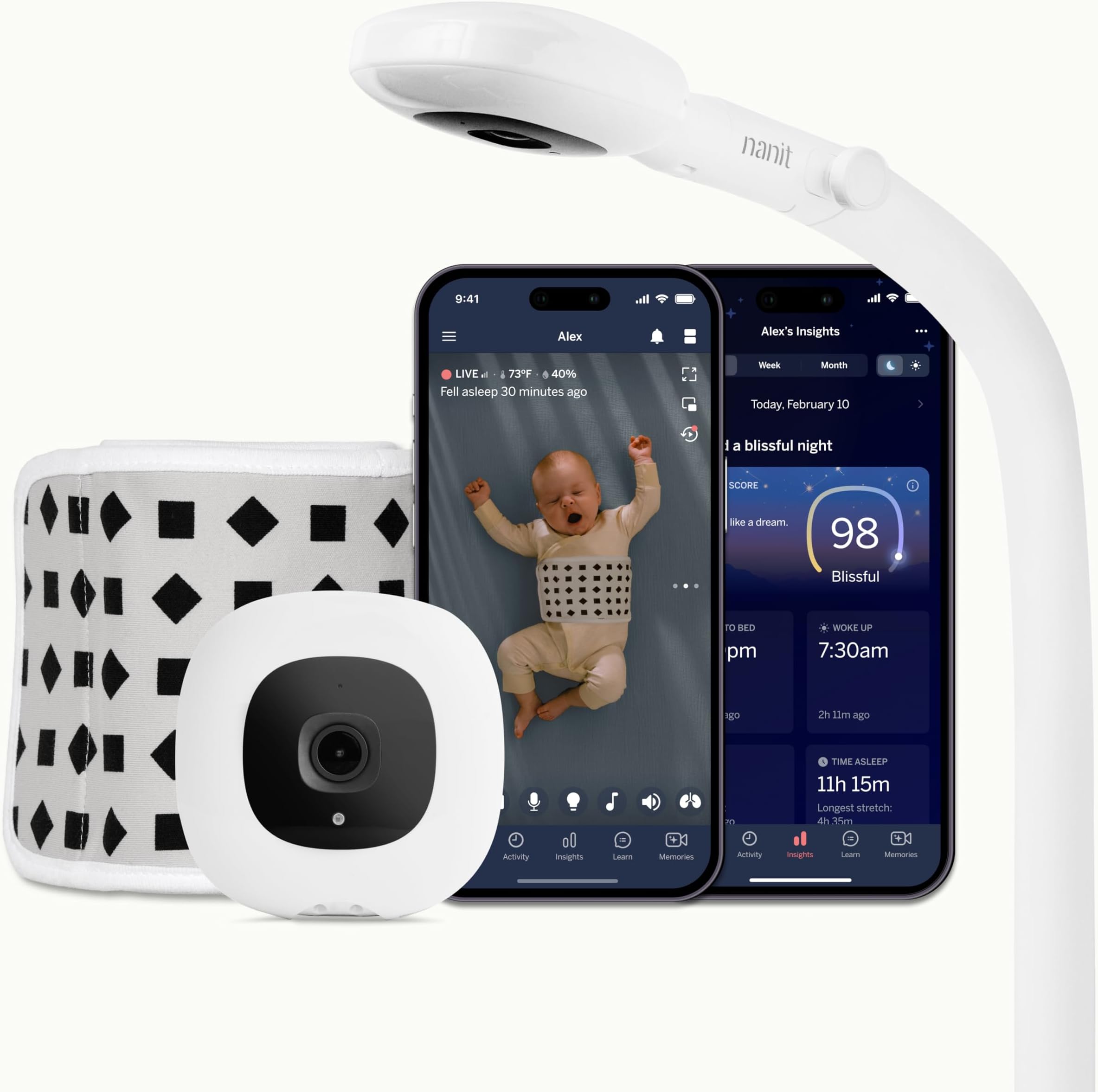 โ Nanit Pro Smart Baby Monitor And 2nd Gen Floor Stand - 1080P Wi-Fi Video And Sound Camera, Sleep Coach and Breathing Motion Tracker, 2-Way Audio, Real-Time Sleep Analytics