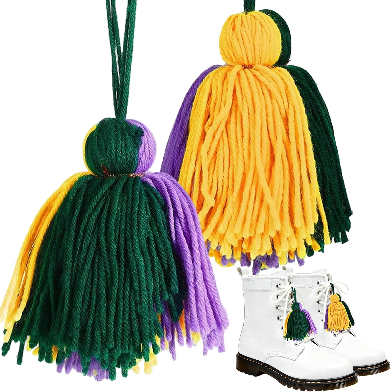 2 Pcs Carnival Boots Tassels,Fuzzy Boot Covers Tassels for Carnival Boots, Detachable Boot Accessories for Carnival Marching Bands and Costumes Multi